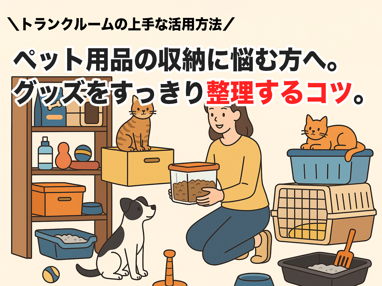【プロ厳選】ペット用品のスッキリ収納術！トランクルーム活用完全ガイド